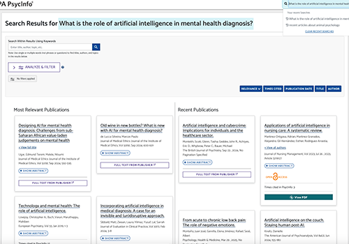 Semantic Search search results example